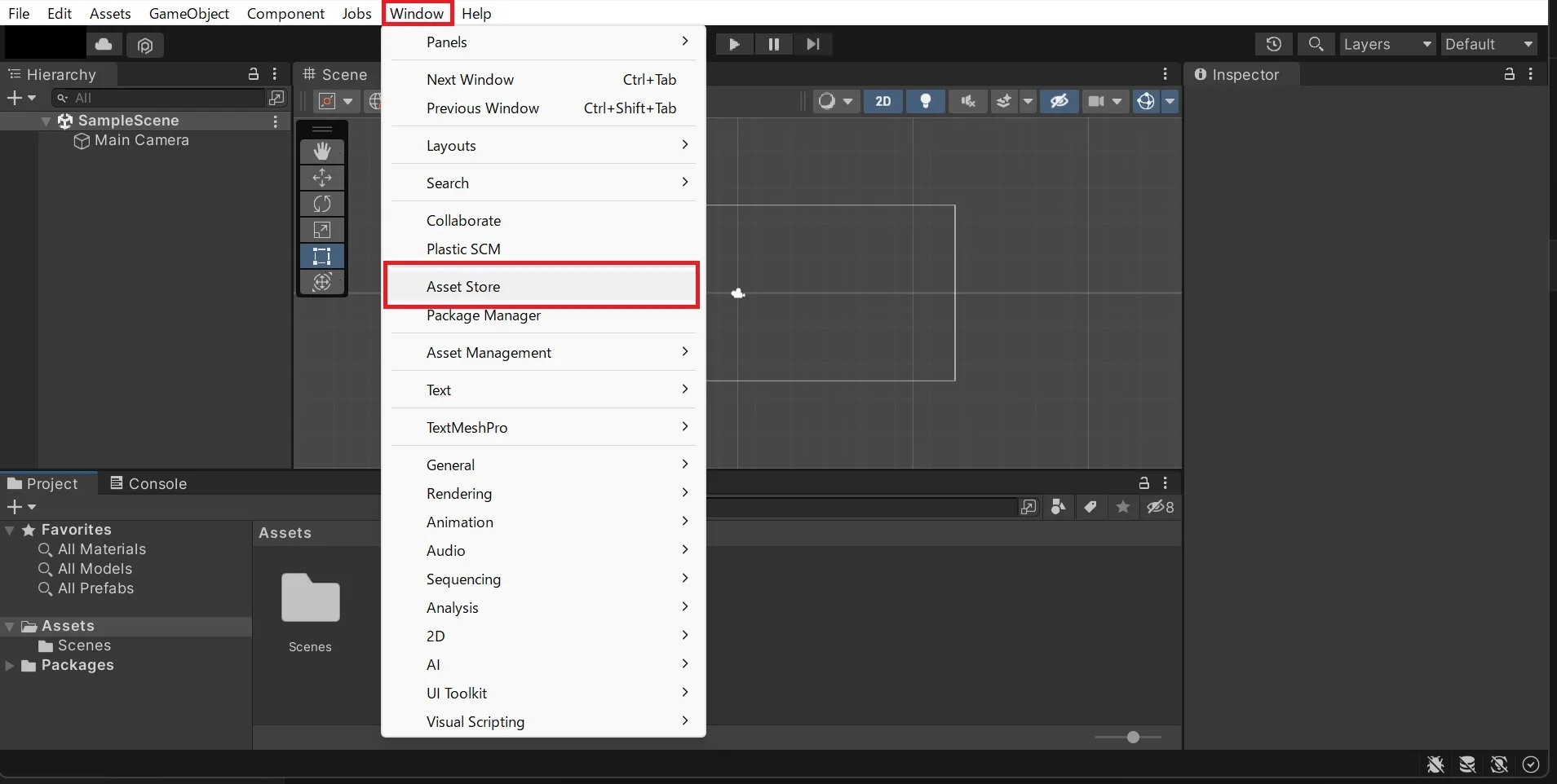 WindowからAsset Store